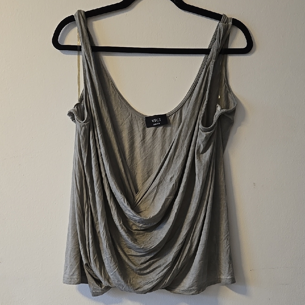 Vici Green Draped Sleeveless Tank Top